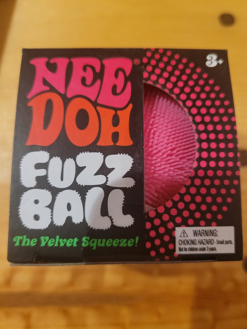 Needoh Fuzz Ball Pink Velvet Squeeze